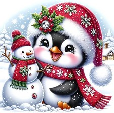 Christmas Diamond Art Kits for Adults, Snowman Diamond Painting Kits 5D Round