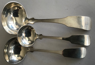 Set 3 pcs Porter Blanchard Handmade Sterling Fiddle Serving Ladle/Spoon 4.59 oz