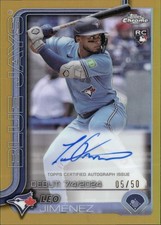 2025 Topps Chrome Update Leo Jimenez RC Gold Auto /50 Blue Jays
