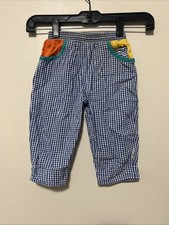 VTG rainbow Tag Gymboree Pants Infant Size Color block Gingham Blue
