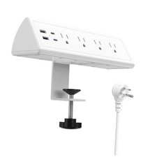 Desk Clamp Power Strip USB C,Office Furniture Nightstand Edge Mount 6 FT White