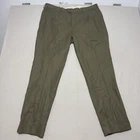 Percival Linen Trousers Mens XL Khaki Pleated Chinos New Cotton Blend