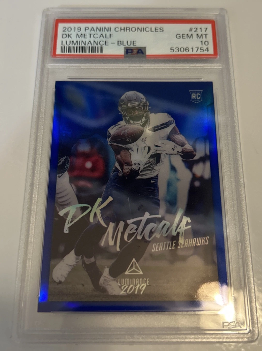 DK Metcalf Panini Chronicles Luminance #217 Blue