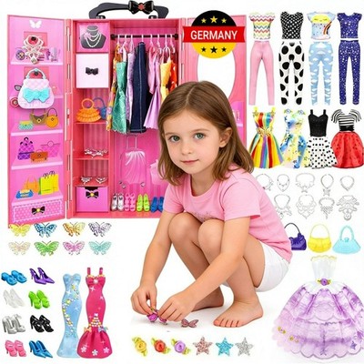 NEU Kleider Kleidung Zubehör Set Schuhe Konvolut Tasche für Barbie Puppe 84Teile