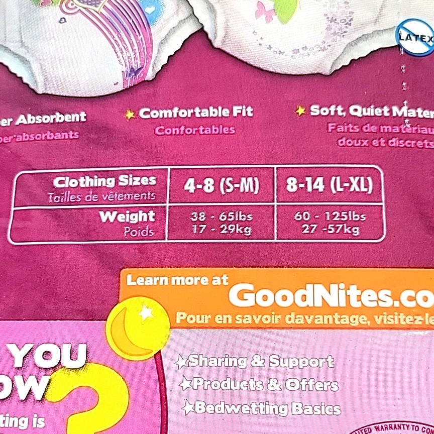 GoodNites 女の子【XLサイズ】未開封 Goodnites Girls Nighttime Underwear, Size XL, 95-120 lbs, 9