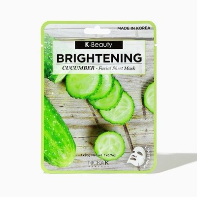 K-Beauty Nicka K Brightening Cucumber Facial Sheet Mask