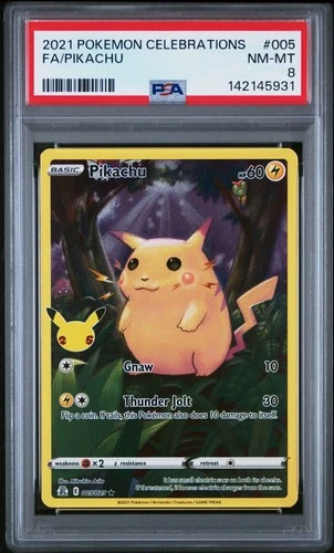 2021 Pokemon Celebrations Full Art Pikachu #005 PSA 8 NM-MT
