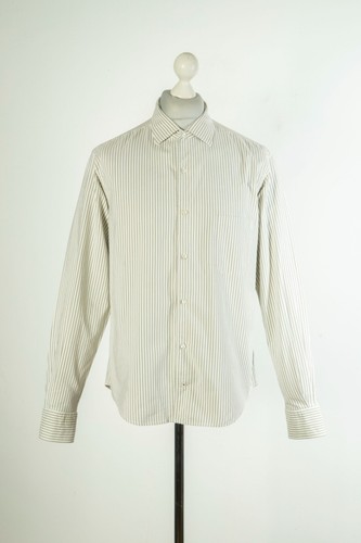 Loro Piana Silk Gray White Striped Button Down Men's Shirt Size M - L
