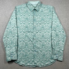 Robert Graham button up shirt mens extra large teal long sleeve geometric floral