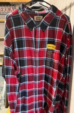 The Foundry - Men's 4XL - Red & Navy Plaid - Long Sleeve Flannel Button Up Shirt