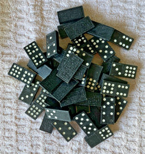Large Lot Of Vintage black and white Wood Cardinal Dominoes