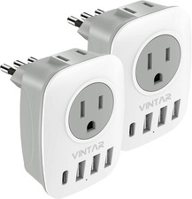 2 Pack Italy Travel Plug Adapter, VINTAR Italy Power Adapter with 2 Outlets 4 US