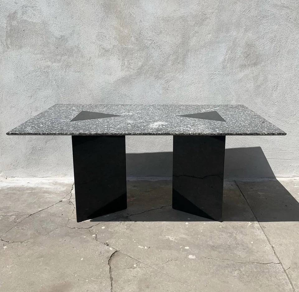 Mesa de comedor/escritorio italiano vintage años 70 granito mármol  Foto 2 de 4