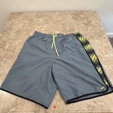 Nike Mens Volley Swim Shorts XXL Gray Neon Yellow Volt Mesh Lined Board NESS8421