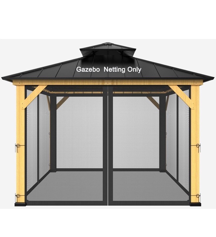 12x12 Ft Gazebo Netting Universal 4 Panel Mesh Screen Wall With Zipper