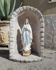 CUPOLA NICCHIA GROTTA CAPPELLA CON STATUA MADONNA DI LOURDES DA ESTERNO H 86  CM
