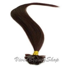 25 Pre Glued Bond U Tip Keratin Straight Remy Human Hair Extension Dark Brown 2