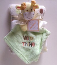 Giraffe Animal Security Blanket Bunchkin Baby Throw Gift Set Shower Green Yellow