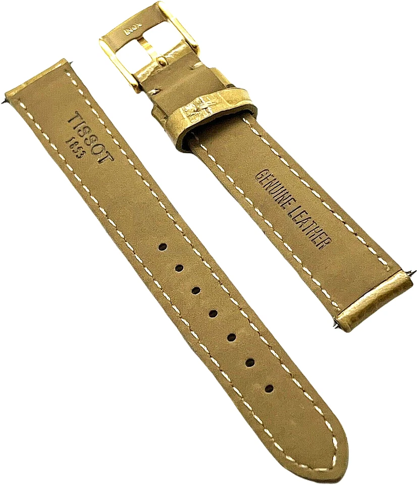 TISSOT - PULSERA - HEBILLA DORADA - CUERO GENUINO - VERDE - 14MM - NOS Foto 2 de 2