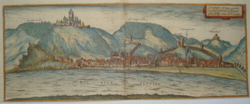 Cochem Mosella vino Eifel marrone raro e incisione su rame Hogenberg 1580 - Foto 1 di 3