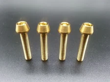 4 Pieces M5x25mm Titanium Ti Taper Allen Hex Socket Cap Head Bolt Gold Finish