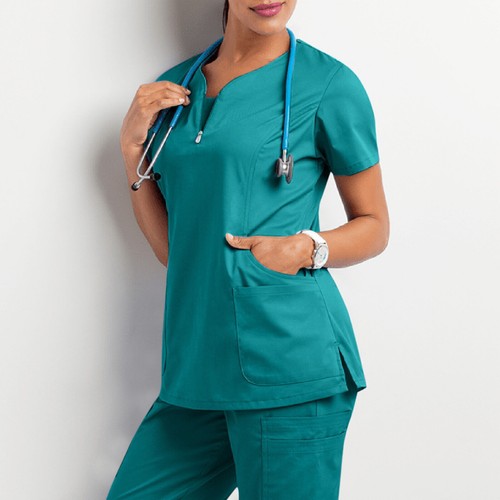 Damen Schlupfkasack Kasack Kurzarm Arbeitskleidung Damenkasack Pflege Top S-3XL! - Bild 8 von 24