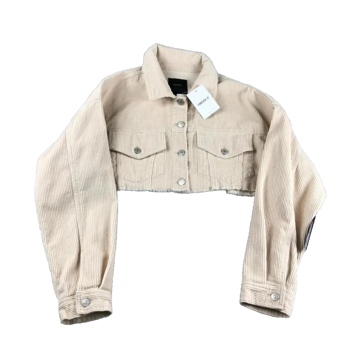 Forever 21 Jacket Womens Small Beige Corduroy Button Up