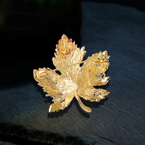 Corsage Maple Brooch Rhinestone Pin Crystal Pendant Trendy Clothes Accessories - Picture 9 of 23