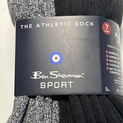 Ben Sherman Sport Socks Mens Quarter 7 Pairs Full Cushion Comfort Stay Dry Yarn - Picture 4 of 13