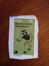 Sudafrica 1976 francobollo Torneo mondiale bocce 15c.