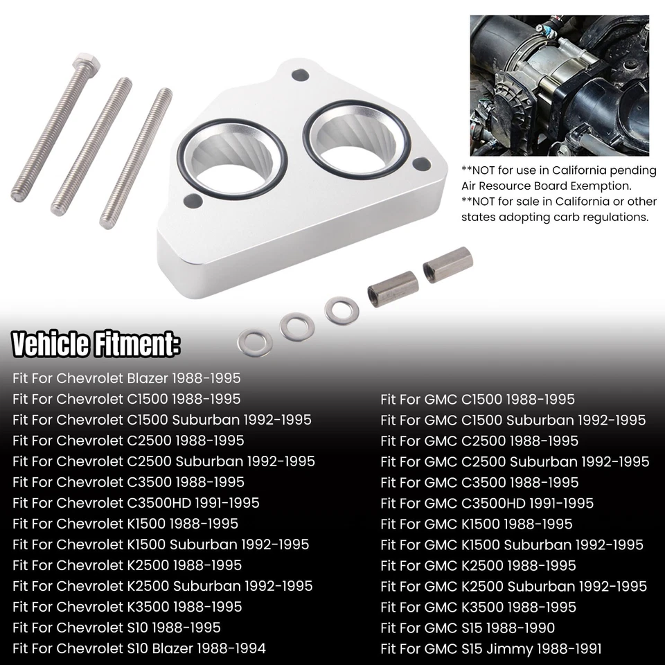 Throttle Body Spacer Kit for GMC C1500 C2500 C3500 4.3L 5.0L 5.7L 1988-1995 Foto 2 de 4