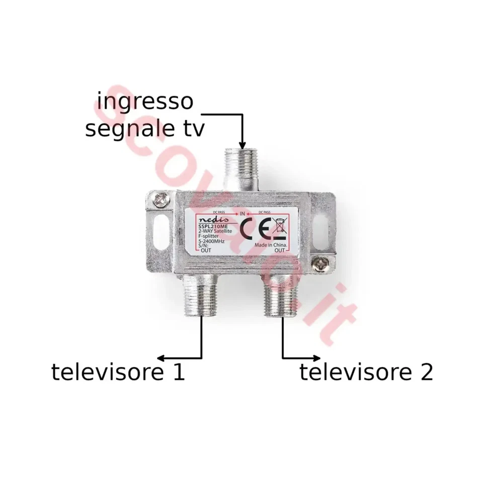 splitter derivatore sat tv 5-2400 mhz digitale terrestre 1 ingresso 2 uscite - Immagine 3 di 3
