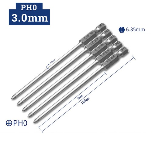 Magnetic Phillips Screwdriver Bits Set PH00 PH0 PH1 PH2 1/4" Hex Shank Drive - Picture 27 of 37