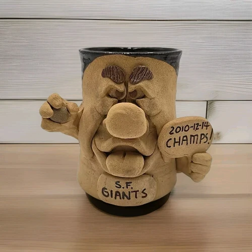 Ceramic Face Mug Ugly Funny 3D Handmade Art "S.F. Gaints 2010"