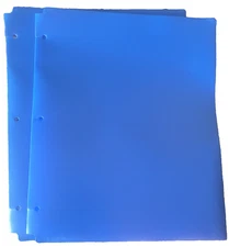 Pen + Gear ~ 2-Pocket Poly Folder ~ 3 Hole Punch ~ Letter Size ~ Plastic ~ Blue