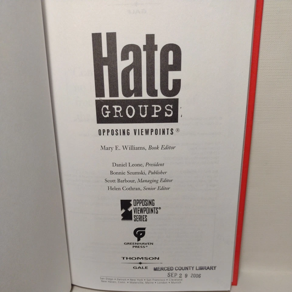 Hate Groups by Mary E. Williams (2004, Library Binding). - Image 3 of 4
