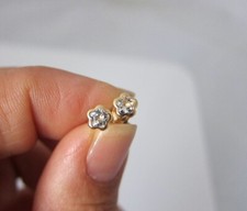 14kt Gold Toddler Cubic Zirconia Stud Earrings