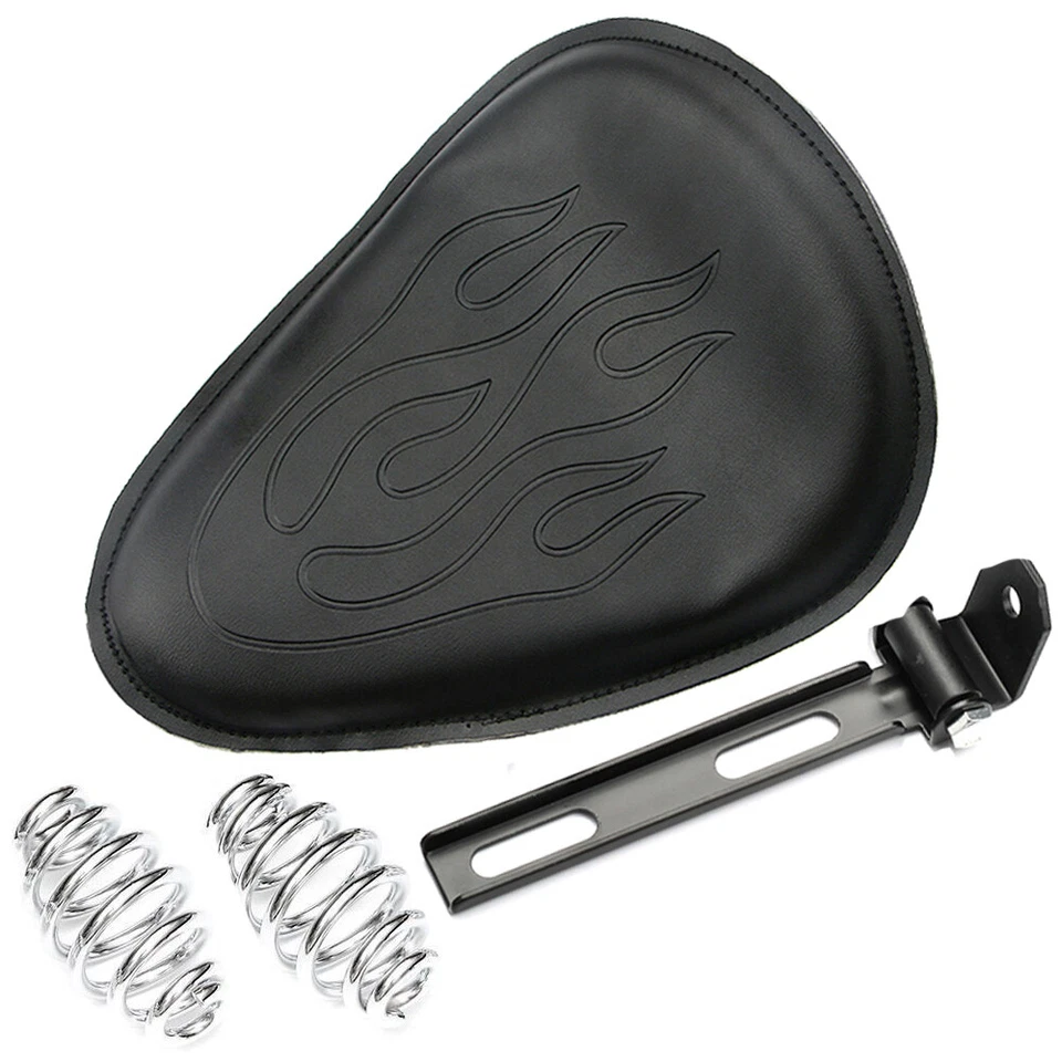 Asiento solo de motocicleta negro 3" resorte para Honda Yamaha Harley Bobber Chopper Foto 3 de 4