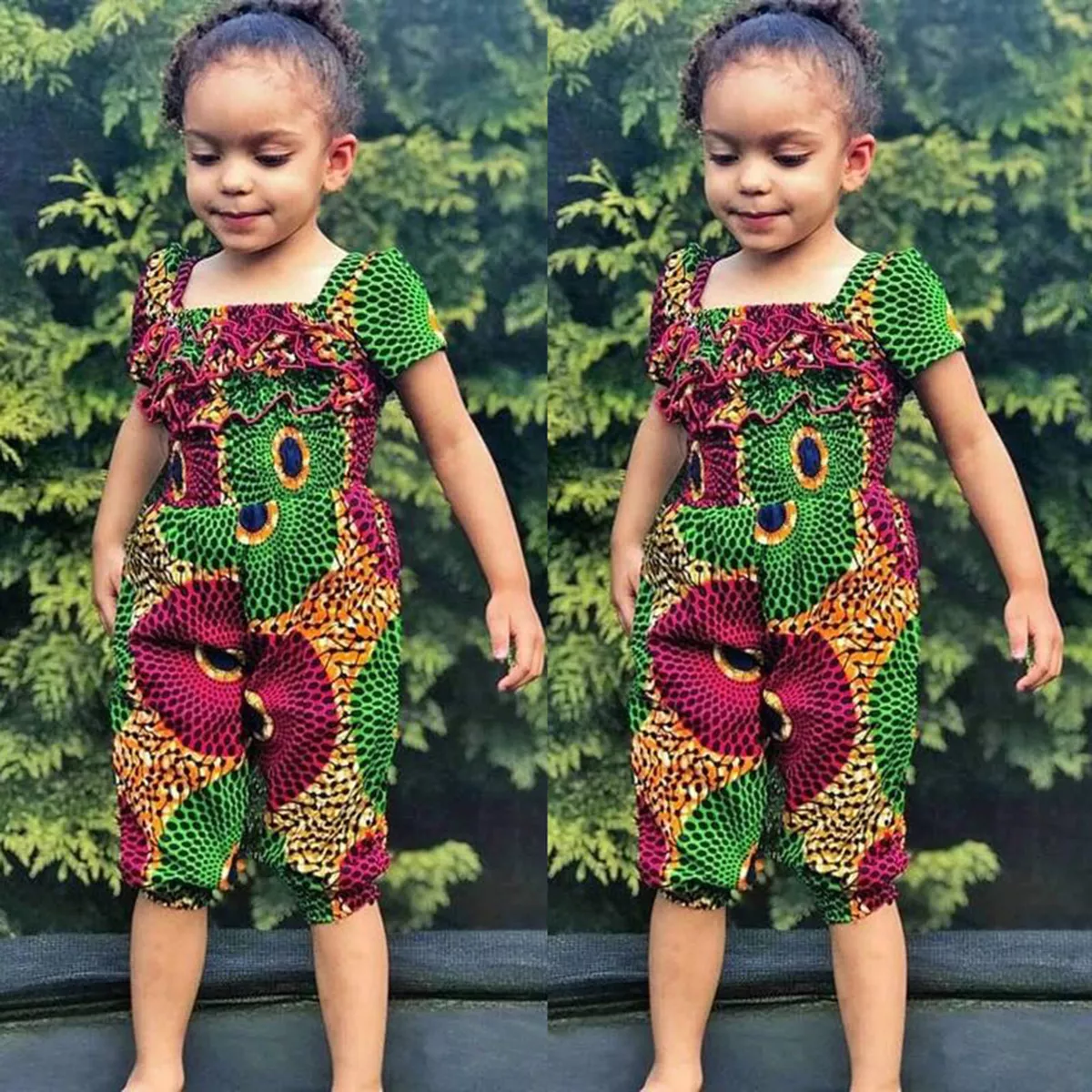 Sleeve 1 6 Harem Years Short Traditional Ankara Playsuit Girls
