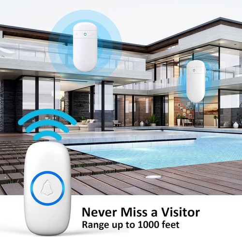 Wireless Doorbell Adjustable Volume Waterproof 1000ft Long Range 52 Melodies NEW - Picture 4 of 8
