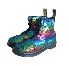 Dr. Martens 1460 Pascal Boots Girls Size 3 Metallic Black Rainbow 26197001