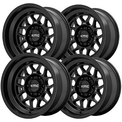 (Set of 4) KMC KM725 Terra 18x8.5 6x5.5" +0mm Satin Black Wheels Rims 18" Inch - Picture 1 of 2