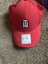 Tiger Woods Nike Legacy91 Swoosh Flex Fitted Hat Cap M/L New Red Dri Fit