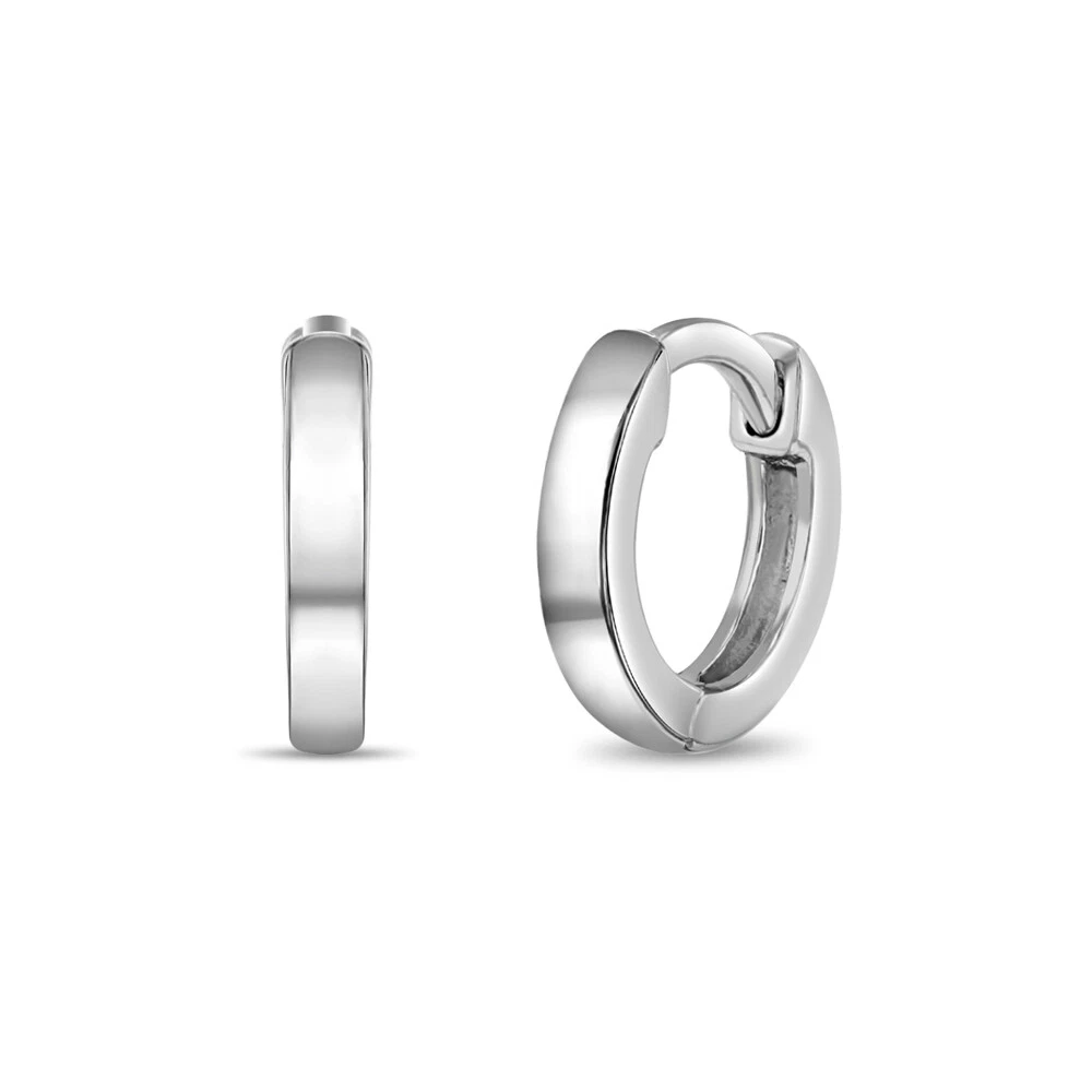 Plain silver store huggie earrings