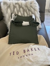 Ted Baker Leather Cross Body Boho Bag Braided Strap Dark Green Stunning !! Nwt