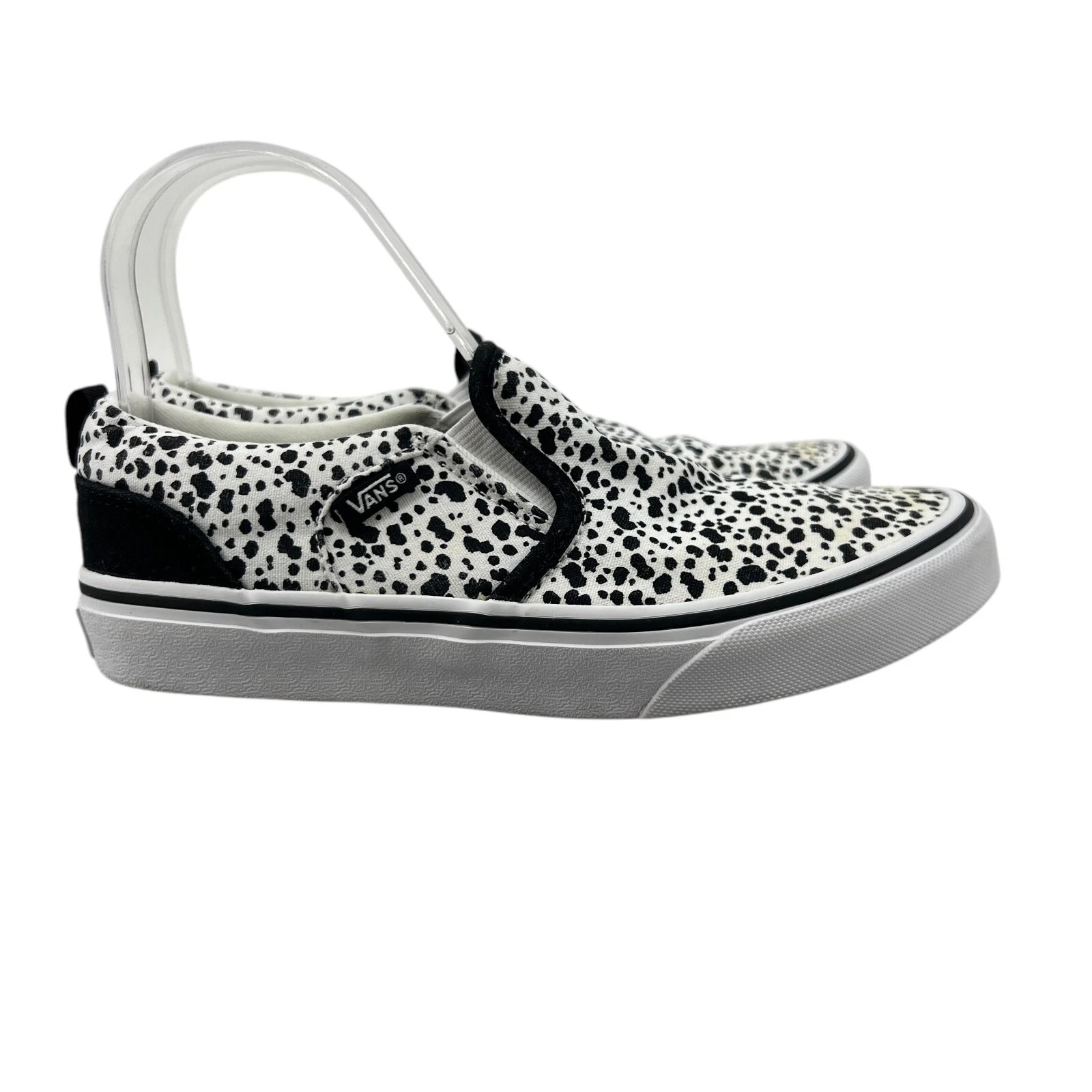 Mocassino Vans Shoes Youth 4 5 nero bianco cenere slip on maculato stampa dalmata