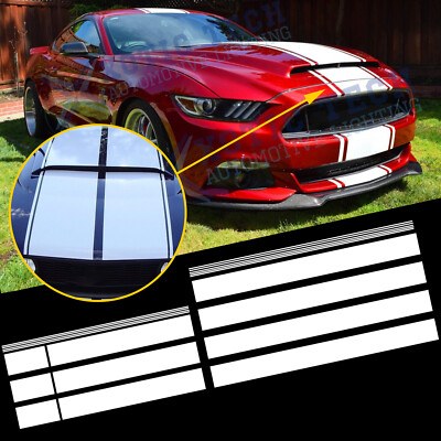 For Mustang 2015-2023 White Graphics Sticker Racing Sporty Stripe Trunk Decal