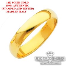 14K SOLID YELLOW GOLD MENS WOMENS PLAIN FLAT WEDDING RING BAND 3MM-5MM SIZE 7-12
