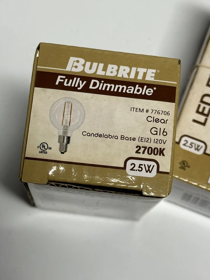 Bulbrite Pack of (4) 2.5 Watt Dimmable Clear Filament G16 Candelabra (E12) LE... - Image 4 of 4