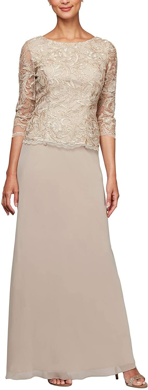 Alex Evenings Women's Long Mock Dress with Full Skirt (Petite and Regular  Sizes) | eBay